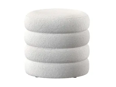 Mecca Boucle Round Storage Ottoman 3D model