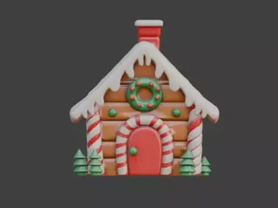 Cartoon Christmas Gingerbread House 3D Model Low-poly 3D model