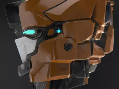 Sci Fi Mecha Head  AldnoahZero Fan Art Game Ready and SubD 3D model