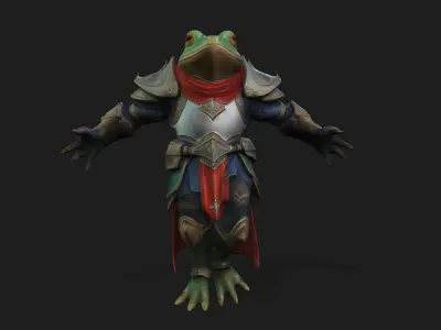 Big Warrior armor frog Rigged 2500 Free animations tutorial  Low-poly 3D model