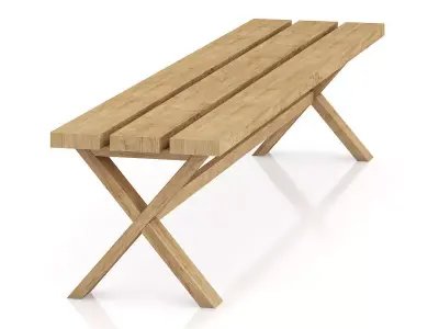 Simple Wooden Bench 3D model