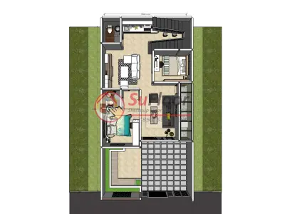 House 7x14m code 482- Sketchup 3D model 3D model 3D model