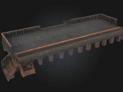 Rusty Metal Platform  Weathered Industrial Base 3D model
