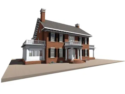 Old Brick House Low-poly 3D model