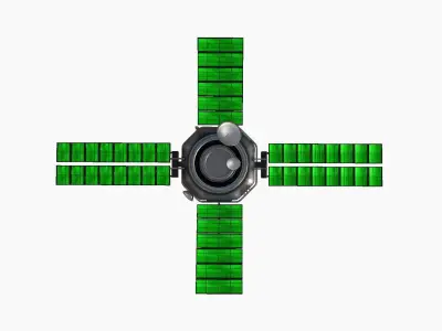 Satellite H01 Steel Green - SciFi Space Design Low-poly 3D model