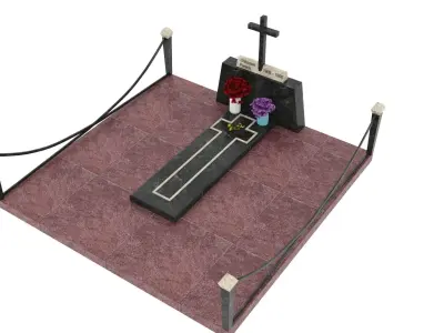 Grave with a cross 3D model