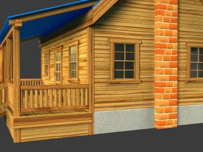 Wooden house V01 Low-poly 3D model