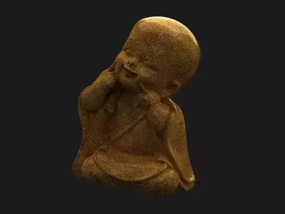 Chinese Monk Kid Figure   Low-poly 3D model