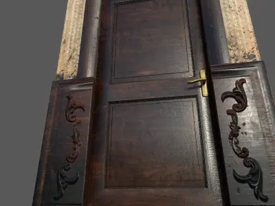 Old Wood Door Paper Low-poly 3D model