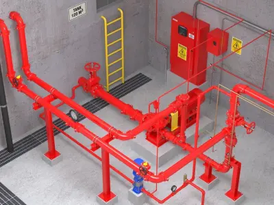 Fire Pump Room - v2 3D model