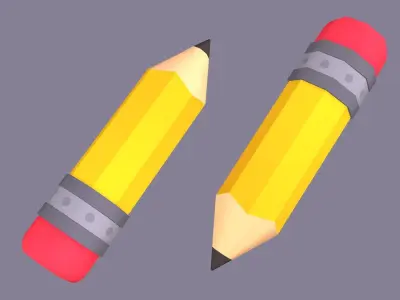 Pencil Toon Low-poly 3D model