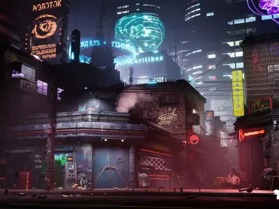 Cyberpunk Kyiv Environment Low-poly 3D model
