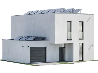 Modern house 27 at night 3D model