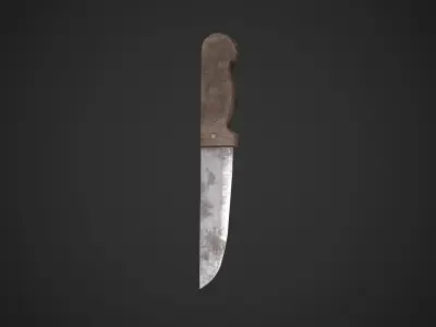 Dirty Old Kitchen Knife  Low-poly 3D model