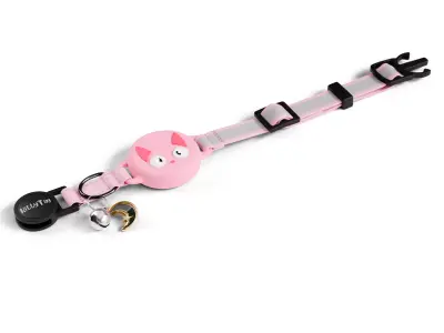 Cat Collar with Cute Face Design - Light Pink  3D model
