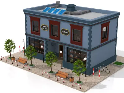 Book Store - Library Low-poly 3D model