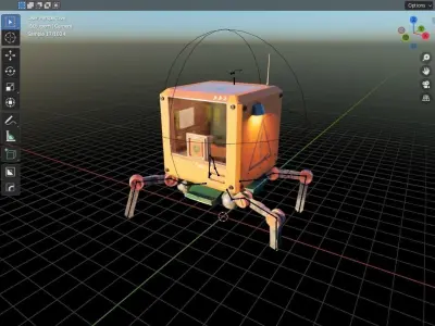 cubey orange robot with light 3D model