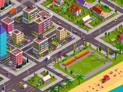 Polygonia Low Poly City Pack Low-poly 3D model