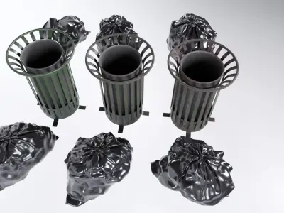 Rubbish Bin - Trash Can Low-poly 3D model