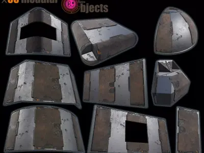 sci fi walls - modular kit Low-poly 3D model