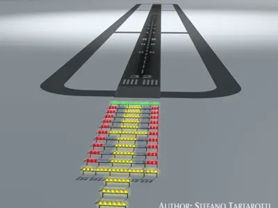 Runway airplane wing with number of lines 3D model