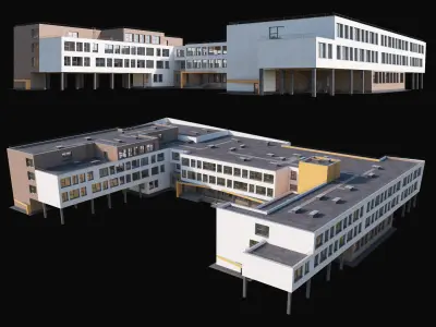 Modern school building 3D model