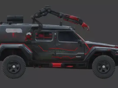 Cyberpunk Industrial Utility Vehicle 3D Model Low-poly 3D model