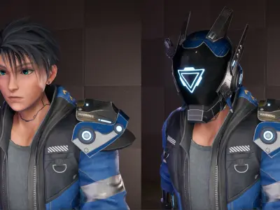 Fantasy Cyberpunk Swordsman BlendFile Low-poly 3D model