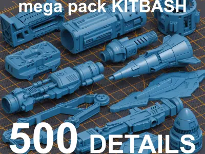 Mega Pack Hard Surface Kitbash 500 DETAILS 3D model