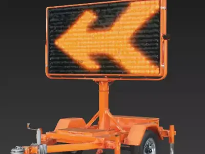 Mobile Traffic LED Arrow Board Trailer 3D Model Low-poly 3D model