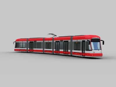 Bombardier Flexity tram Krefeld Low-poly 3D model