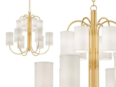 Wide Aged Brass Chandelier 3D model