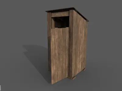Wooden Outhouse Low-poly 3D model