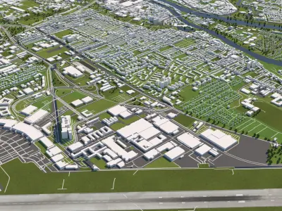 Bremen Germany 50x50km 3D City Map 3D model