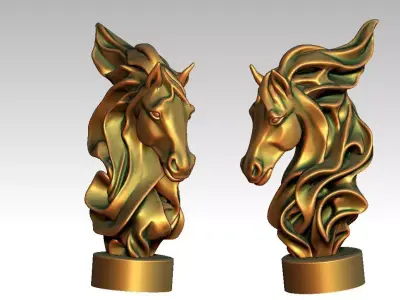 stylized horse statue 3D print model