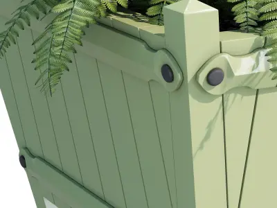 Exeter two planters with ferns and grasses 3D model