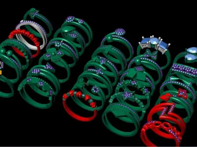 30  models women ring ultra light 3D print model