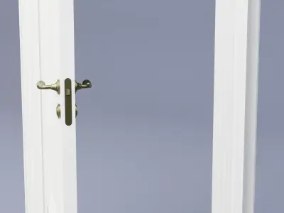 White Bathroom Door with Brass Details 3D model
