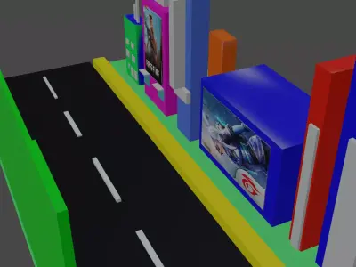 City road model free cartoon 3D model