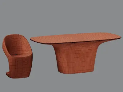 Vondom Ufo Dining Table and Chair Low-poly 3D model