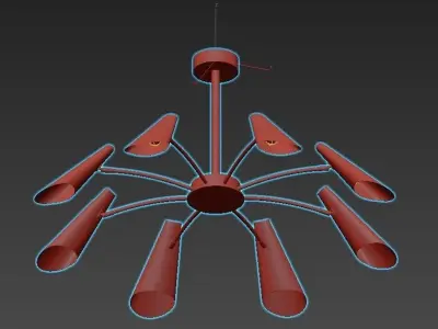 artesia modern chandelier in gold and brass 3D model