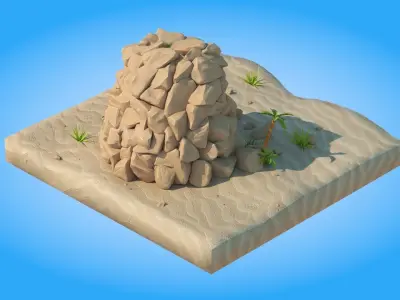 Low Poly Skull Cave Low-poly 3D model