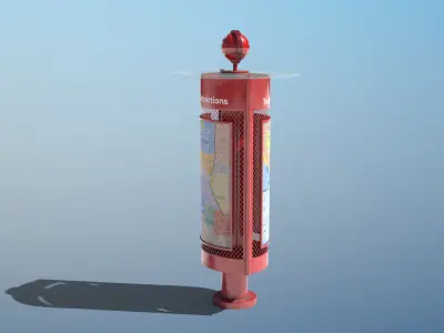 Wayfinding Kiosk Low-poly 3D model