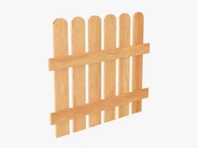 Wooden fence 03 3D model