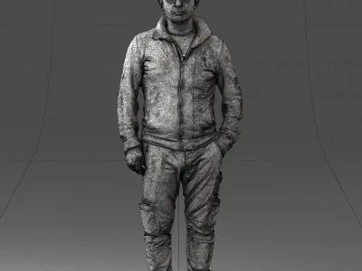 000294 Man in Hoodie and Cargo Pants 1008 3D model