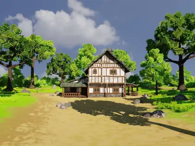 Medieval House 7 With Environment Low-poly 3D model