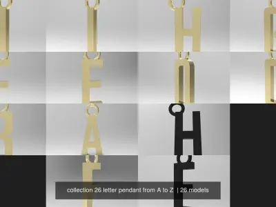 collection 26 letter pendant from A to Z  3D Model Pack