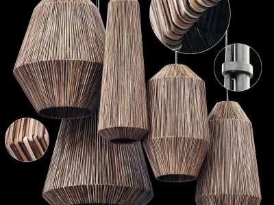 Lamp barrel big rattan n6 3D model