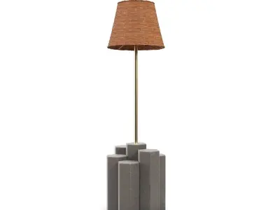 Metal Buffet Rattan Shade Lamp 3D model