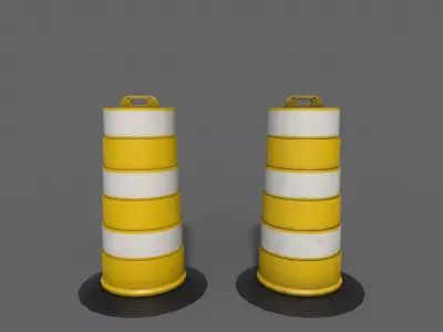 PBR Traffic Drum Barrel Yellow Low-poly 3D model